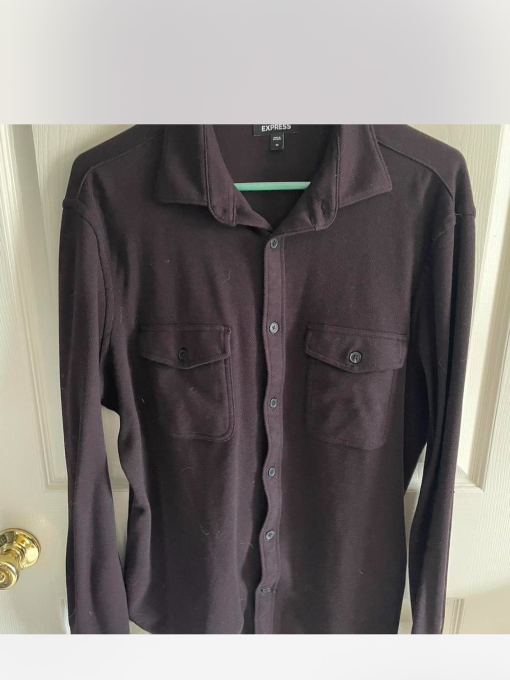 Express Men's Dark Brown Long Sleeve Button-Down Shirt